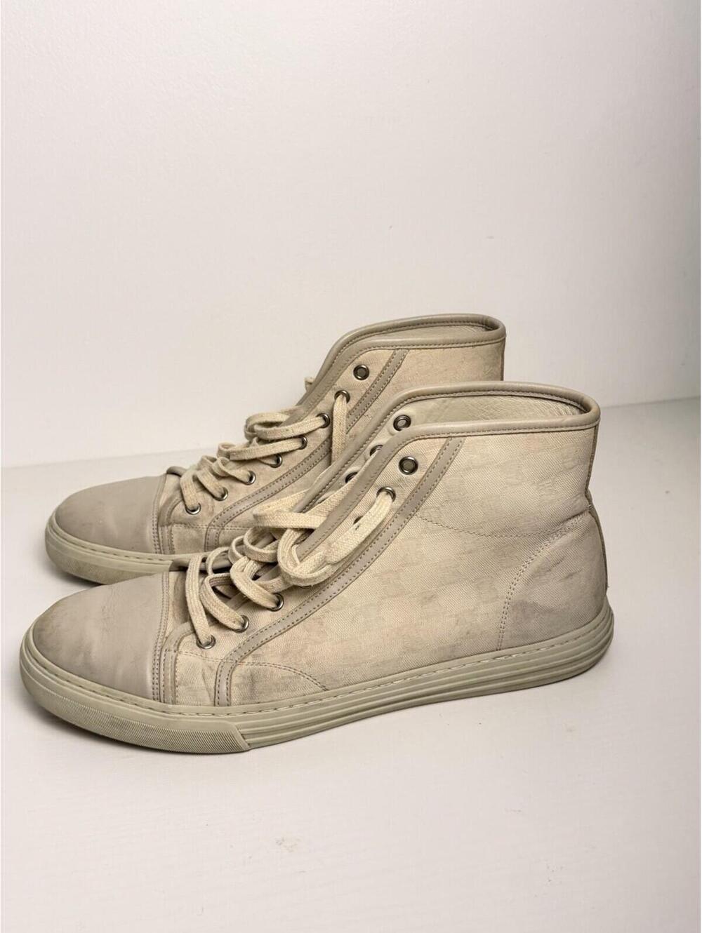 Gucci GG Monogram Canvas High Top Sneakers Beige/Ebony SZ 11 - Picture 2 of 6